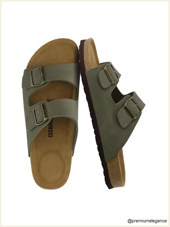 Cork Footbed Sandals with Adjustable Buckle - Genuine Leather Insole, Vegan main image 6